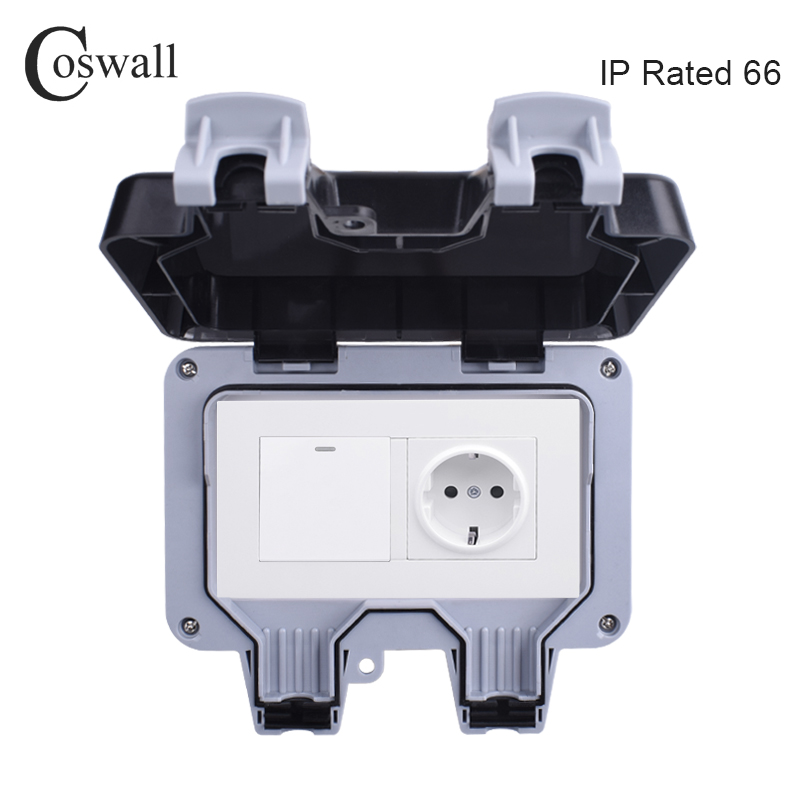 Outdoor Lighting Socket - Уличная настенная розетка Coswall IP66, водонепроницаемая,