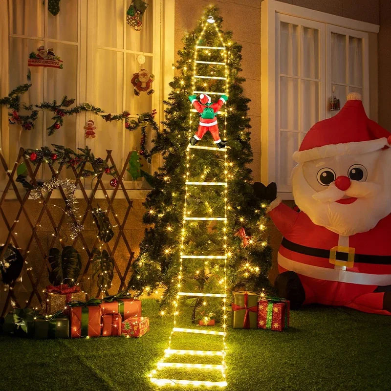 Outdoor Lighting Tree - Светодиодные рождественские гирлянды-лестницы с Дедом Морозом