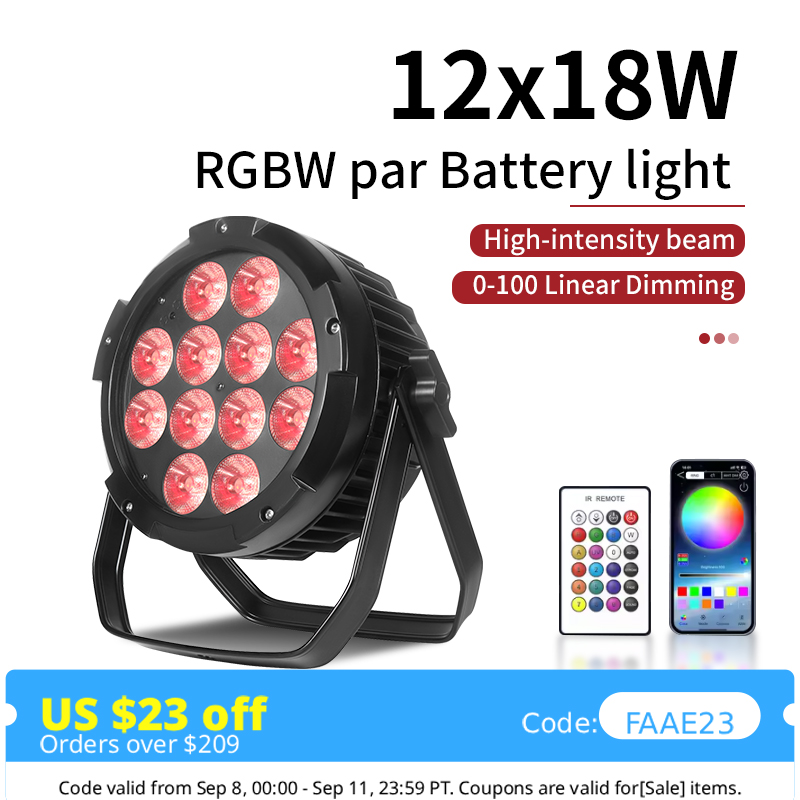 Outdoor Lighting On House - IP65 Водонепроницаемый 12X18W 6-в-1 аккумуляторный светодиодный