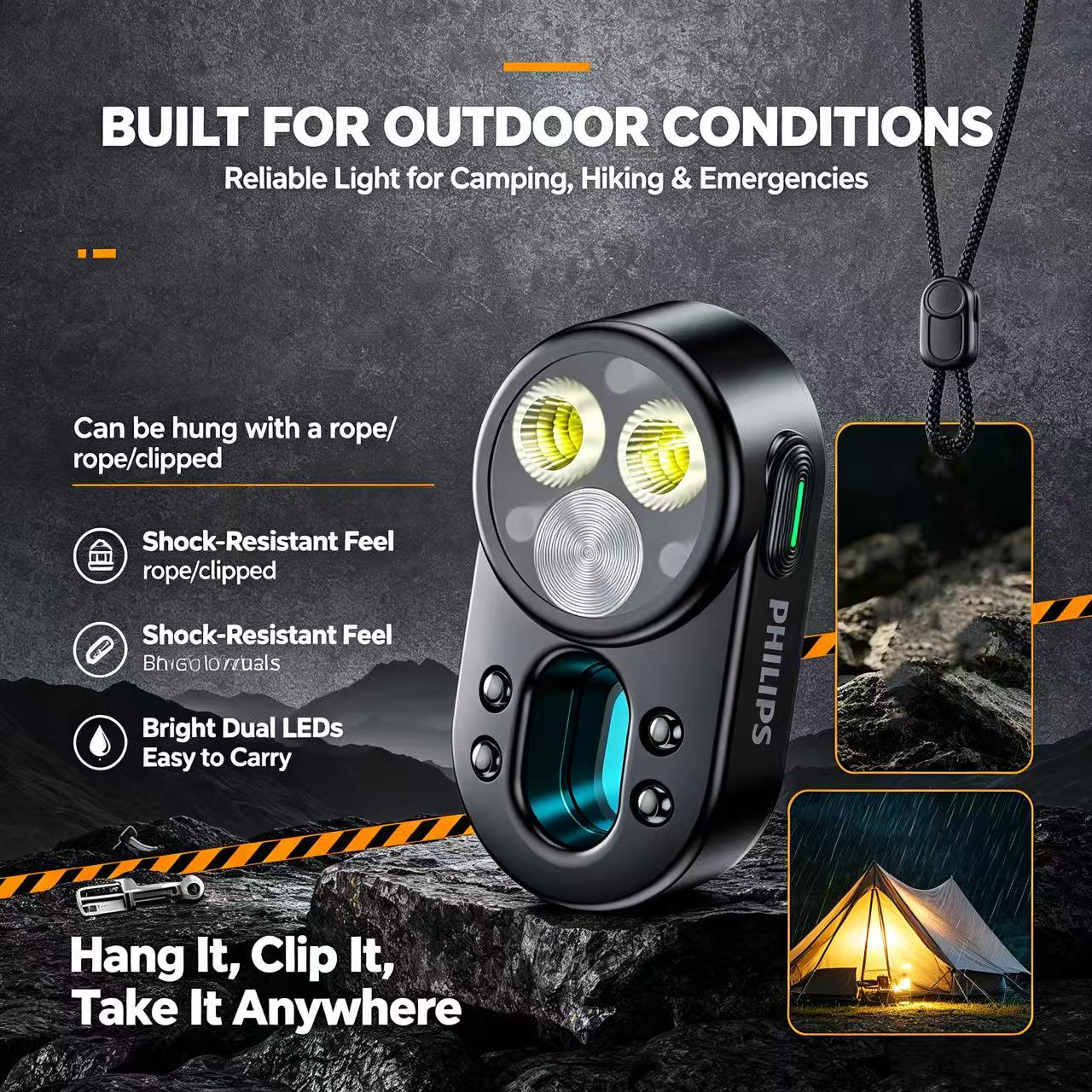 Outdoor Lighting Philips - PHILIPS Портативный мини-фонарик с LED-подсветкой, перезаряжаемый,