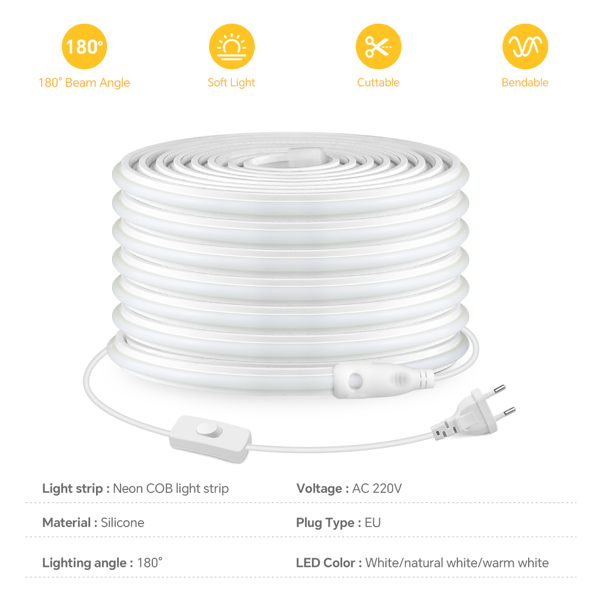 220 В COB Светодиодная лента в – обзор и цена Outdoor Lighting Socket