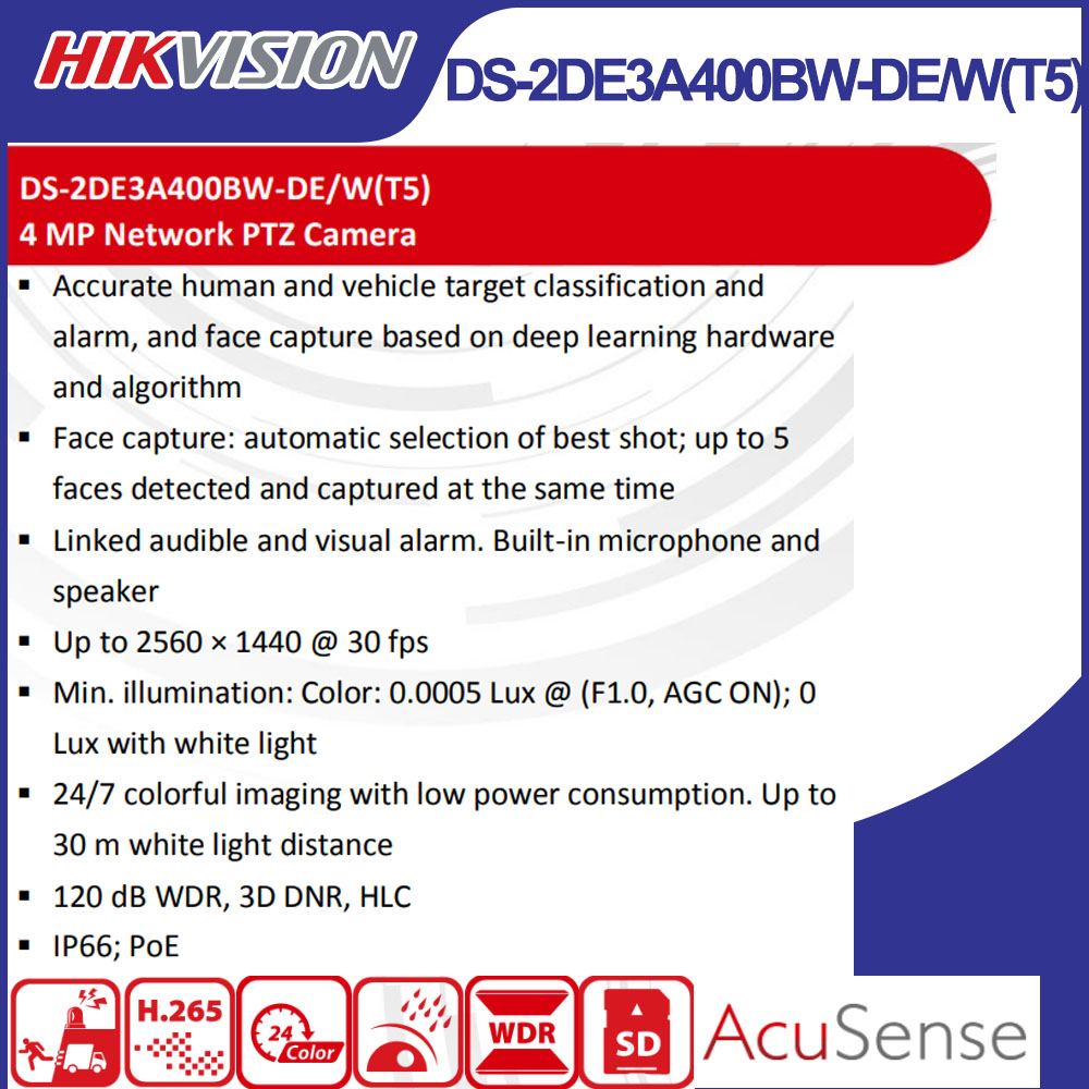 Hikvision DS-2DE3A400BW-DE/W(T – обзор и цена Outdoor Lighting Mains Powered